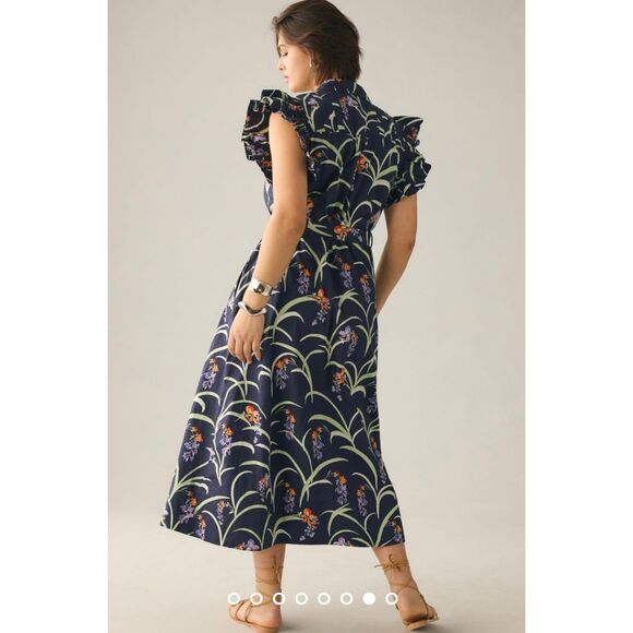 Anthropologie Ruffled Floral Shirt Dress Size 1X - Picture 4 of 10